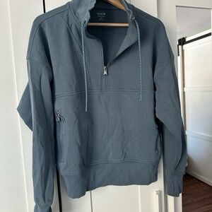 Women’s Old Navy Gray Blue Quarter Zip Athletic Cropped Sweatshirt Size Large